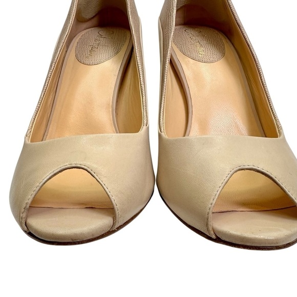 Cole Haan Leather Peep Toe Wedge Heels Size 9.5 - Picture 4 of 10